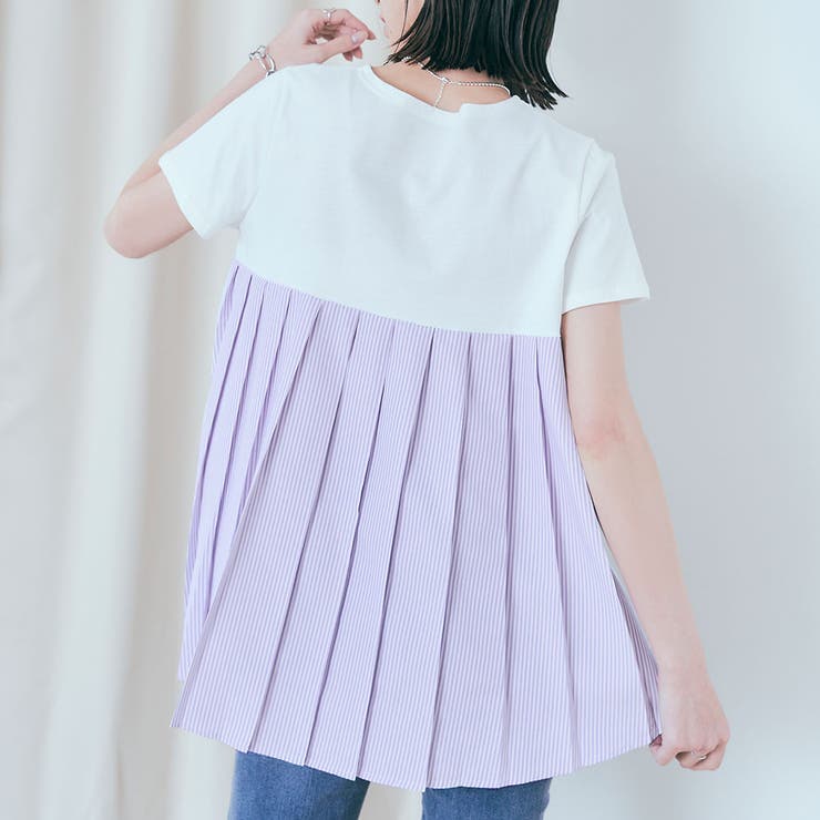 バックプリーツコットンTシャツ 2サイズ トップス[品番