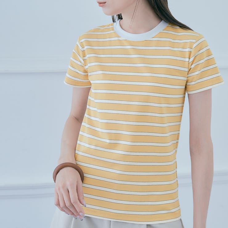 Aノーマルボーダー-イエロー | ストレッチボーダーTシャツ トップス ボーダーTシャツ | kirakiraShop 