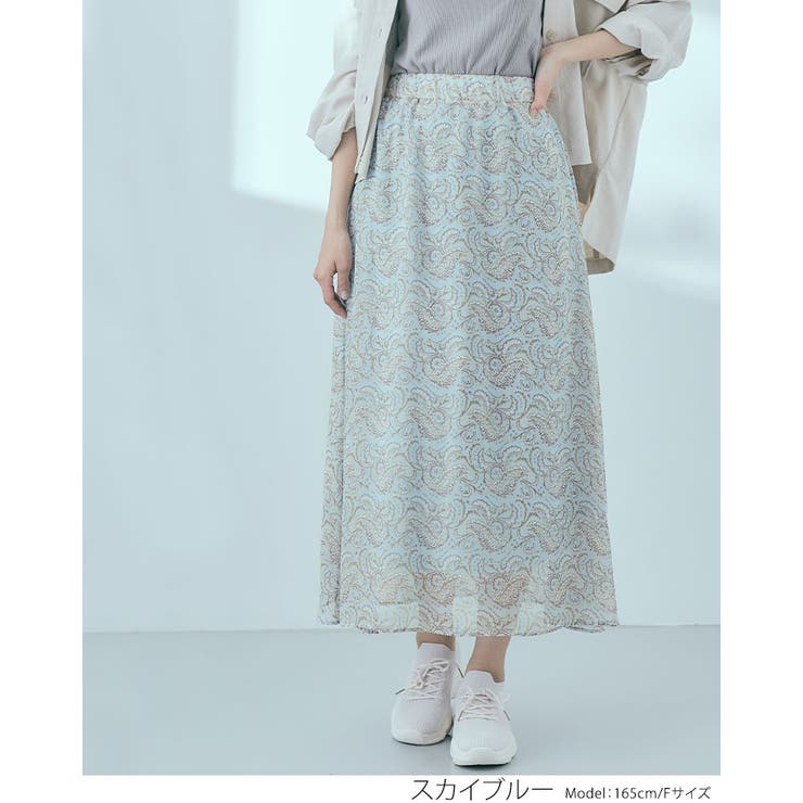 ペイズリー柄シフォンスカート ボトムス ロングスカート | kirakiraShop  | 詳細画像6 