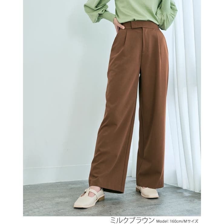 ストレートワイドスラックスパンツ 3サイズ ボトムス[品番