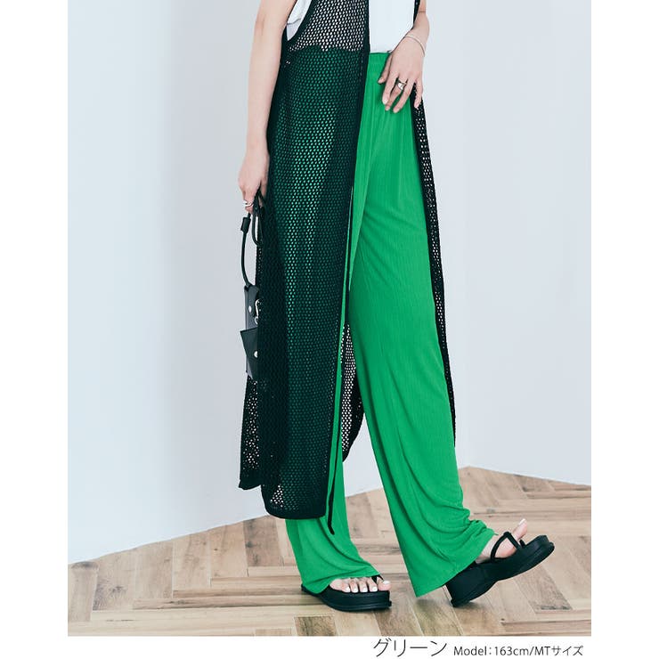 冷涼ランダムリブワイドパンツ 2サイズ ボトムス | kirakiraShop  | 詳細画像14 