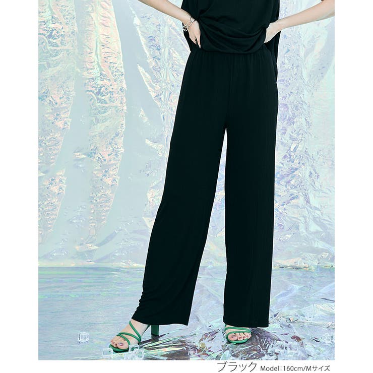 冷涼ランダムリブワイドパンツ 2サイズ ボトムス | kirakiraShop  | 詳細画像4 