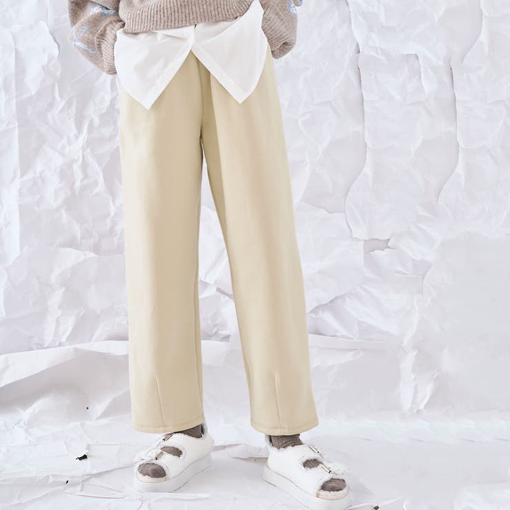 ベージュ | 裏起毛スウェットカーブパンツ 2サイズ ボトムス | kirakiraShop 