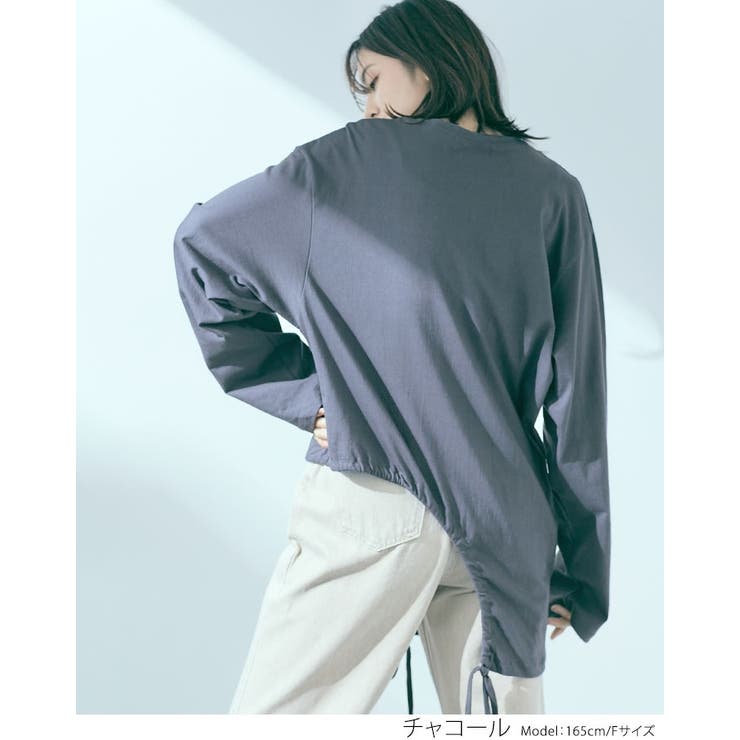 ドロストアシメヘムビッグシルエットロンT トップス カットソー | kirakiraShop  | 詳細画像18 