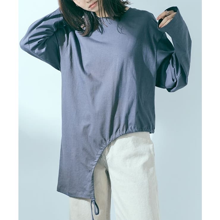 チャコール | ドロストアシメヘムビッグシルエットロンT トップス カットソー | kirakiraShop 