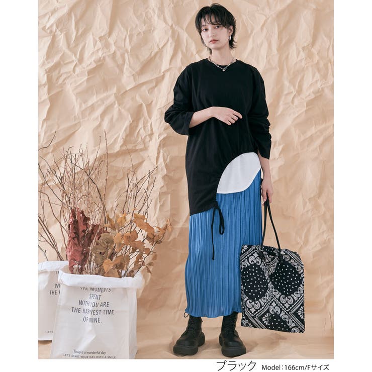 ドロストアシメヘムビッグシルエットロンT トップス カットソー | kirakiraShop  | 詳細画像4 