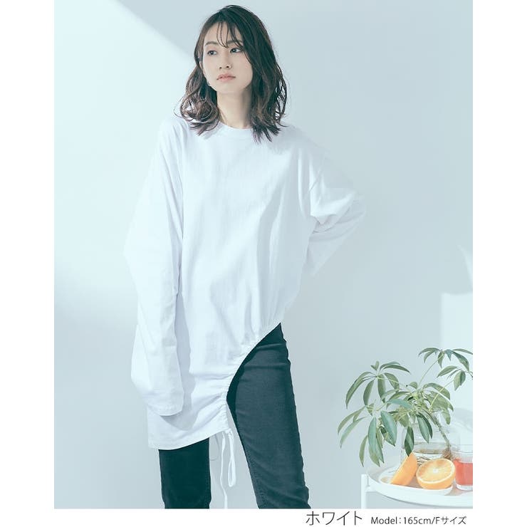 ドロストアシメヘムビッグシルエットロンT トップス カットソー | kirakiraShop  | 詳細画像8 