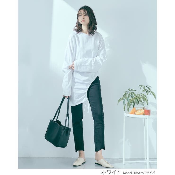 ドロストアシメヘムビッグシルエットロンT トップス カットソー | kirakiraShop  | 詳細画像9 