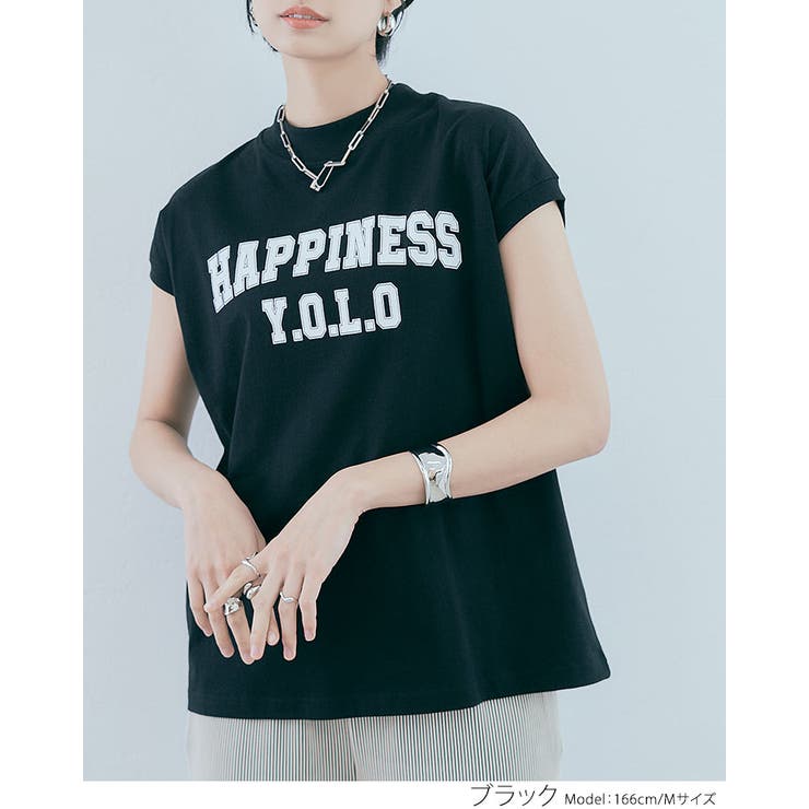 モックネックフレンチロゴTシャツ トップス カットソー | kirakiraShop  | 詳細画像18 