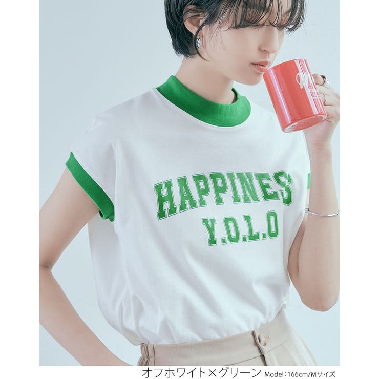 モックネックフレンチロゴTシャツ トップス カットソー | kirakiraShop  | 詳細画像25 