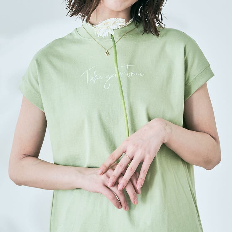 ミント | モックネックフレンチロゴTシャツ トップス カットソー | kirakiraShop 