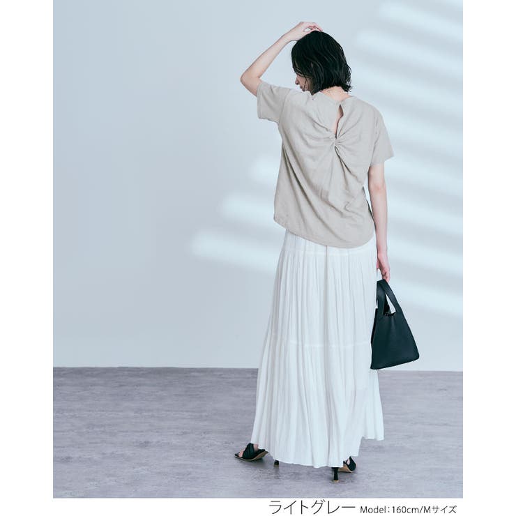 バックツイストコットンスラブTシャツ トップス カットソー | kirakiraShop  | 詳細画像11 