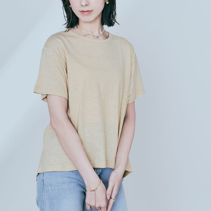 バックツイストコットンスラブTシャツ トップス カットソー[品番