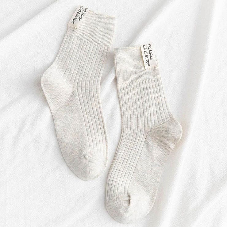 ホワイト | レタリングラベルリブソックス 小物 靴下 | kirakiraShop 