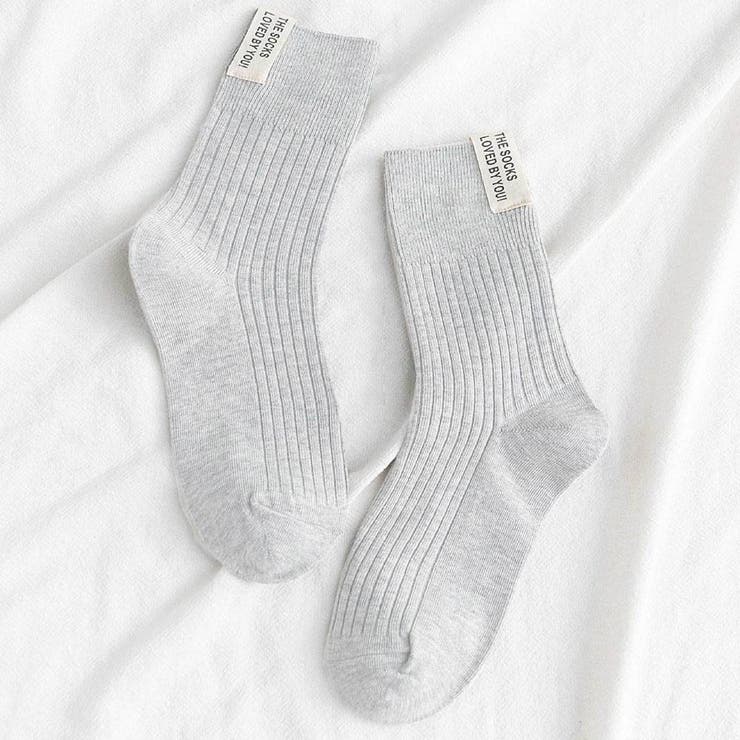 ライトグレー | レタリングラベルリブソックス 小物 靴下 | kirakiraShop 