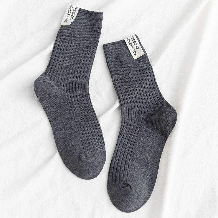 ダークグレー | レタリングラベルリブソックス 小物 靴下 | kirakiraShop 