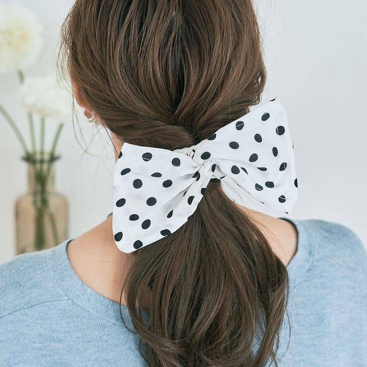 ドットホワイト | ドット&花柄デフトバン 小物 ヘアアクセサリー | kirakiraShop 