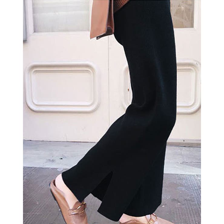 スリットデザインニットパンツ ボトムス ワイドパンツ | kirakiraShop  | 詳細画像2 