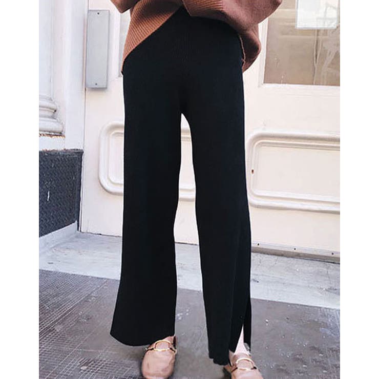 スリットデザインニットパンツ ボトムス ワイドパンツ | kirakiraShop  | 詳細画像3 