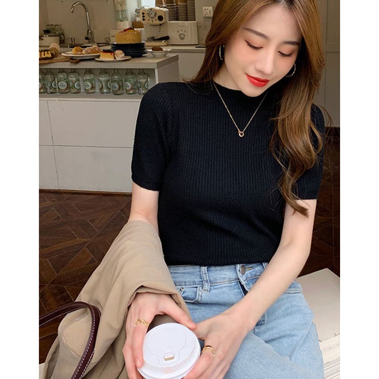 【SHOPLIST限定】プチハイネックサマーリブニット トップス リブニット | kirakiraShop  | 詳細画像2 