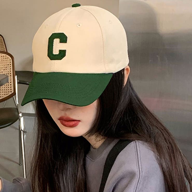 Aタイプ-グリーン | 配色ロゴキャップ 2タイプ 男女兼用 | kirakiraShop 