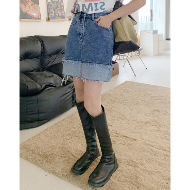 【SHOPLIST限定】バイカラーデニムミニスカート ボトムス ミニスカート | kirakiraShop  | 詳細画像5 