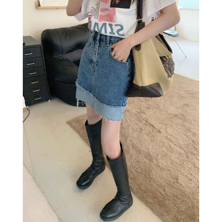 【SHOPLIST限定】バイカラーデニムミニスカート ボトムス ミニスカート | kirakiraShop  | 詳細画像9 