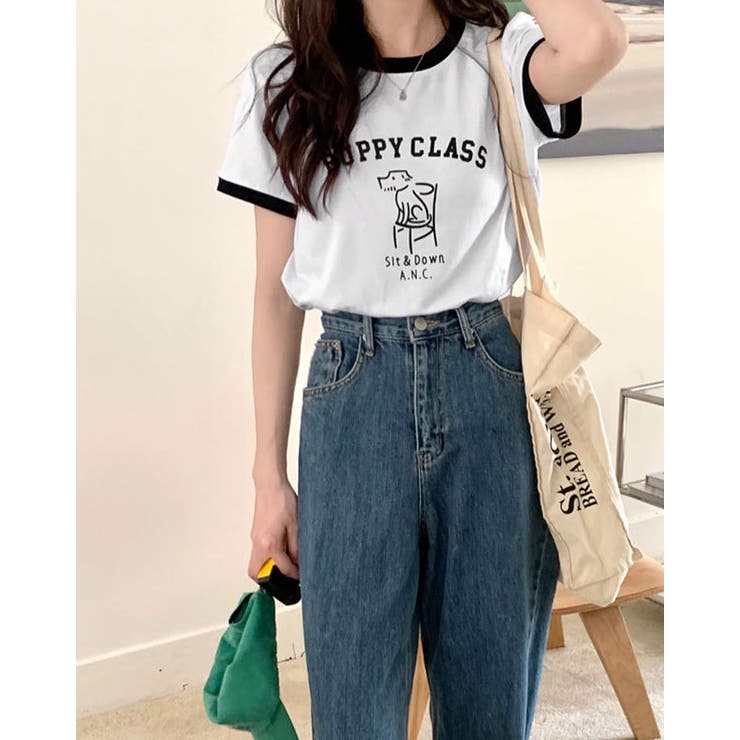 【SHOPLIST限定】配色ラインイラストロゴリンガーTシャツ トップス ロゴT… | kirakiraShop  | 詳細画像3 