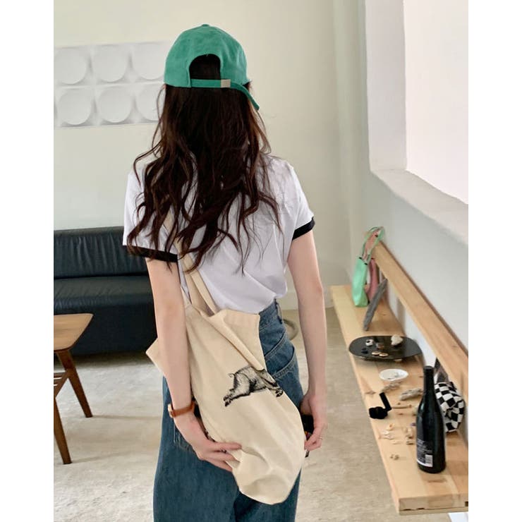 【SHOPLIST限定】配色ラインイラストロゴリンガーTシャツ トップス ロゴT… | kirakiraShop  | 詳細画像4 