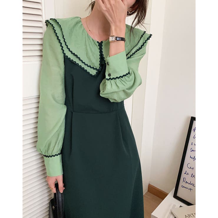 【SHOPLIST限定】ダブルカラーシアードッキングワンピース ドッキングワンピ… | kirakiraShop  | 詳細画像18 