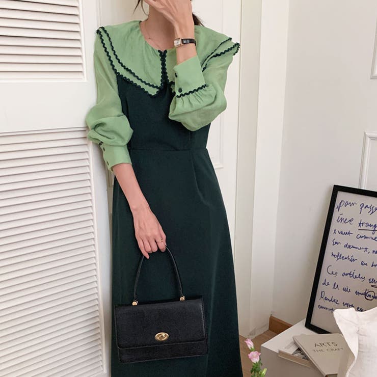 グリーン | 【SHOPLIST限定】ダブルカラーシアードッキングワンピース ドッキングワンピ… | kirakiraShop 