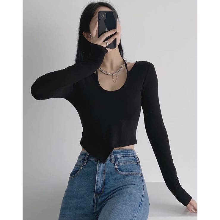 【SHOPLIST限定】ネックリボンストレッチアシメカットソー トップス カット… | kirakiraShop  | 詳細画像3 