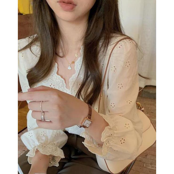 【SHOPLIST限定】スカラップ刺繍ブラウス トップス ブラウス | kirakiraShop  | 詳細画像2 