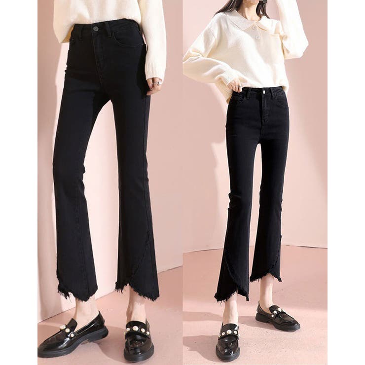 フロント切替デザインクロップドデニムパンツ 4サイズ ボトムス | kirakiraShop  | 詳細画像3 