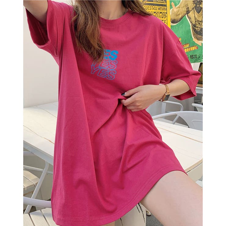 配色バックロゴTシャツ 3サイズ トップス[品番：IK000007284