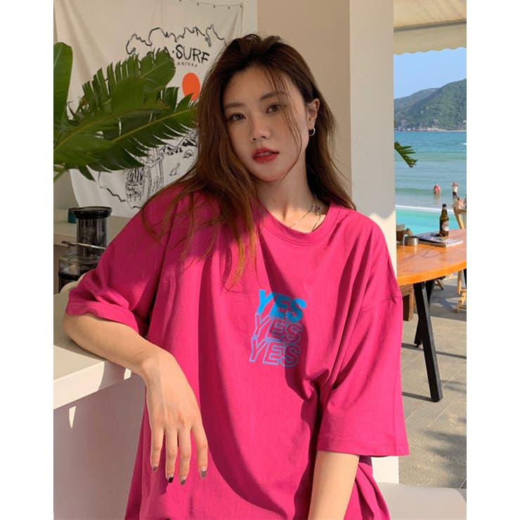 配色バックロゴTシャツ 3サイズ トップス[品番：IK000007284