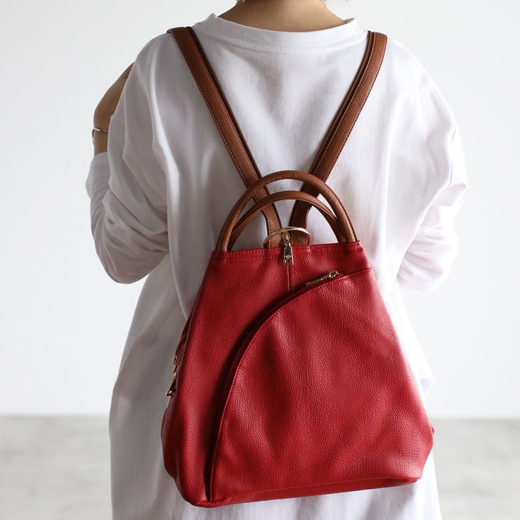 レッド | リュックサック 3WAY  パック レディースファッション 12-0406 | GUSCIO