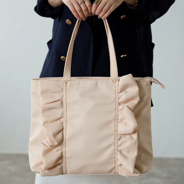 ナイロンフリルトートバッグ フェミニン かわいい A4 12-1159[品番