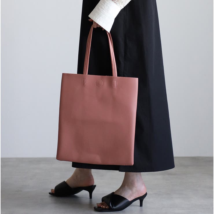 ピンク】 【A4ファイルすっぽり】シンプル縦型トートバッグ 書類バッグ 
