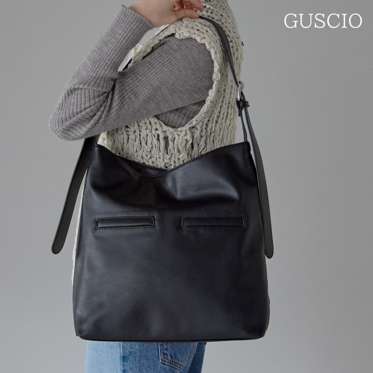 ブラック | ワイドハンドルトートバッグ A4サイズ  PT-411 | GUSCIO