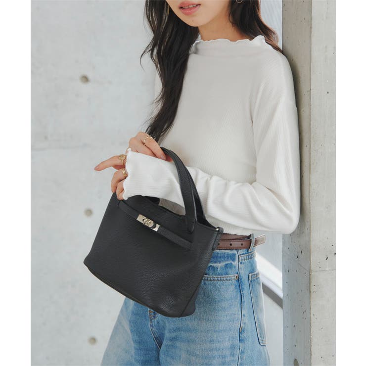 ブラック | シルバー金具デザインハンドバッグ［B1693］ハンドバッグ シルバー金具 鞄 | KOBE LETTUCE