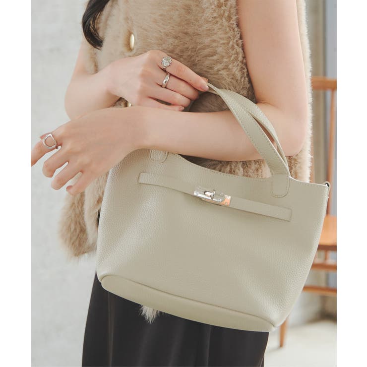 アイボリー | シルバー金具デザインハンドバッグ［B1693］ハンドバッグ シルバー金具 鞄 | KOBE LETTUCE
