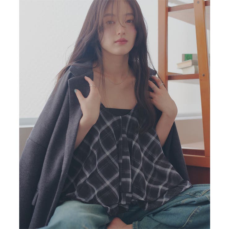 ブラック | チェック柄シアービスチェ［C7997］ チェック柄シアービスチェ ビスチェ | KOBE LETTUCE