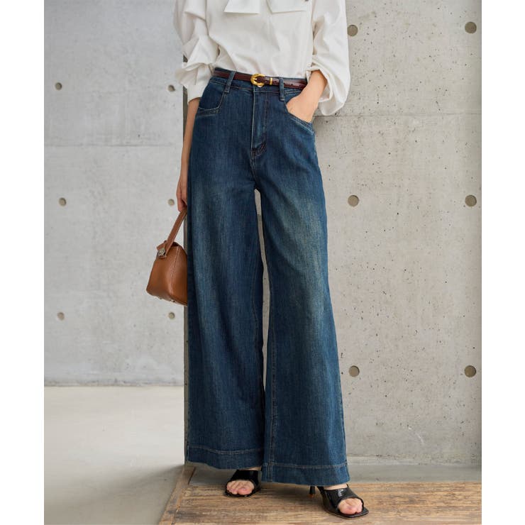 ブルー | ストレッチデニムバギーパンツ［M4492］デニムパンツ レディース ストレッチデ… | KOBE LETTUCE