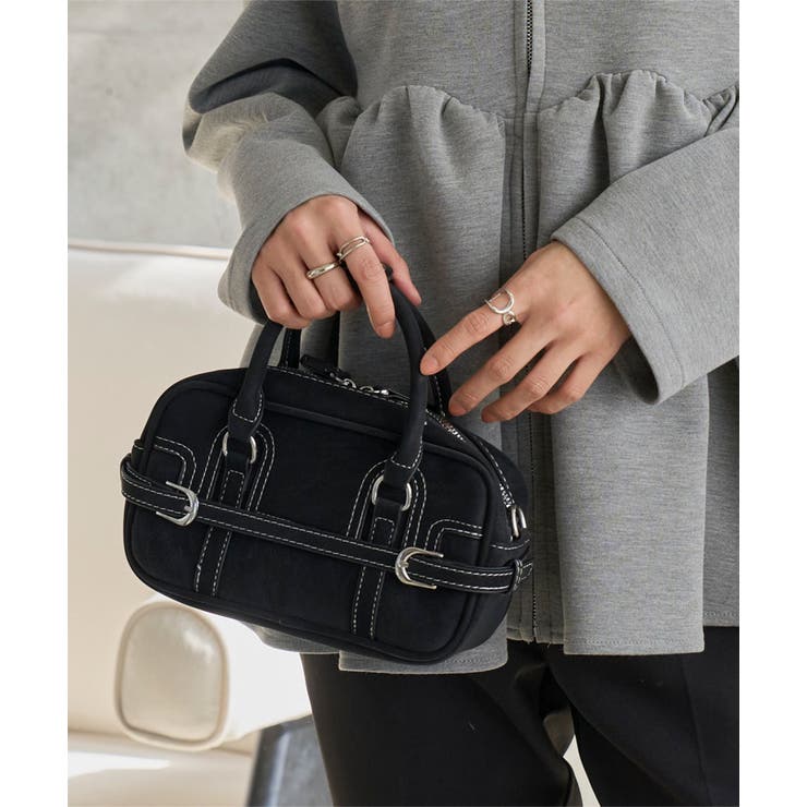 ブラック | ステッチデザインショルダーバッグ［B1673］ | KOBE LETTUCE