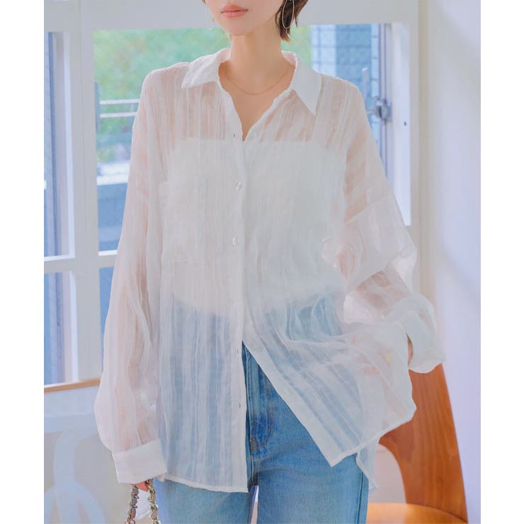 ホワイト | チェック柄シアーシャツ［C7701］ チェック シアーシャツ | KOBE LETTUCE