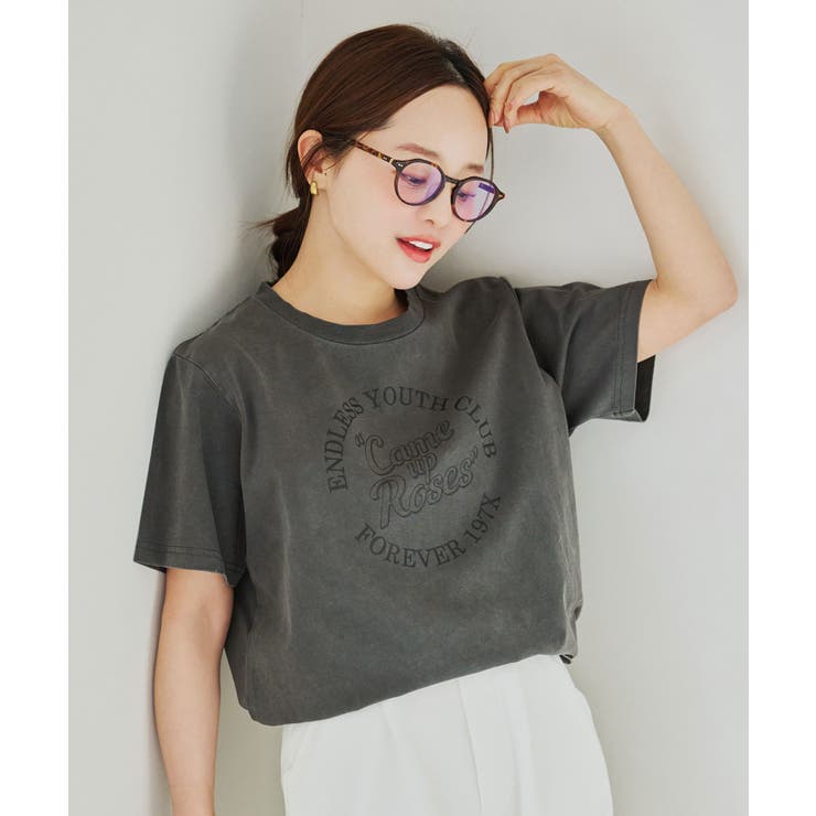 チャコール | [ 田中亜希子さんコラボ ]アソートヴィンテージライクロゴTシャツ［C7717］ | KOBE LETTUCE