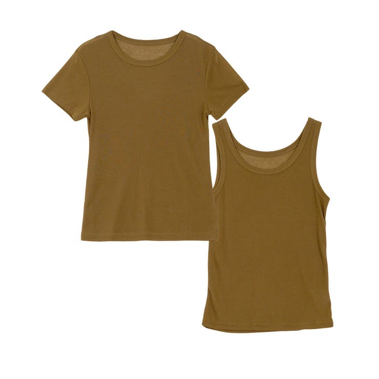 モカ | シアーカットソータンクトップ×半袖トップスセット［C7780］ 2点セット アン… | KOBE LETTUCE