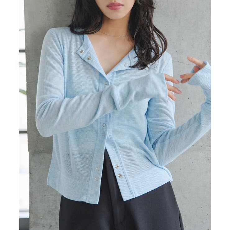 サックス | シアーテレコ長袖カーディガン［C7789］ シアー カーディガン | KOBE LETTUCE