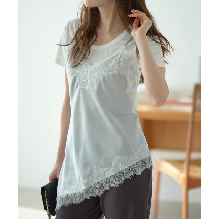 ミントブルー | サテンレースキャミトップス［C7792］ レースキャミ サテン | KOBE LETTUCE